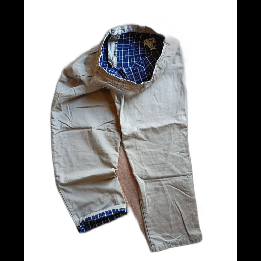 L.L.Bean Comfort Waist Flannel lined Khaki Pants 38x32